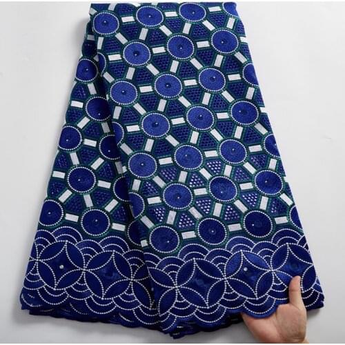SJD LACE Royal Blue High Quality New Swiss Voile Lace In Switzerland African Cotton Fabric Sewing Wedding Women Dress PartyA2482