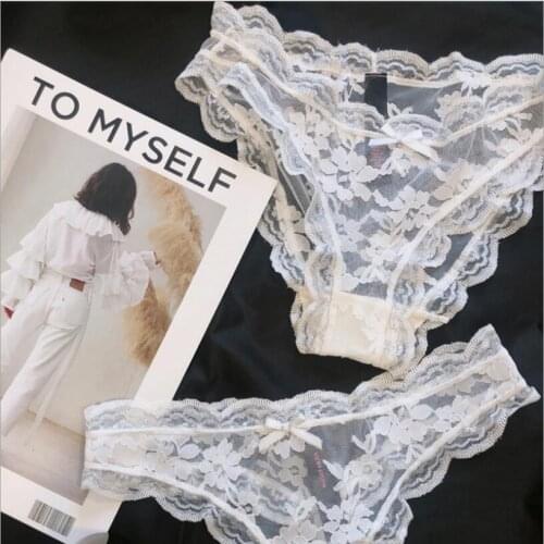 Wavy Silver Line Lace Edge Sexy Thong Women Floral Embroidery Seamless Panties Transparent Underwear G String Lingerie S1369