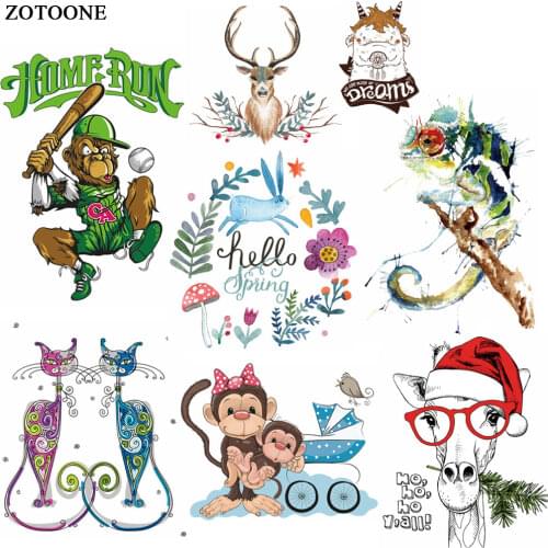 ZOTOONE Animal Heat Transfer Patch Iron on Patches for Clothes Beaded Applique Clothes Flower DIY T Shirt Accessory Decoration E
