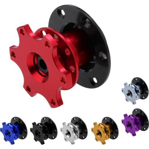 Universal Aluminum Alloy Racing Steering Wheel Quick Release Hub Adapter Snap Off Boss Kit for 6-Hole Steering Wheel Hub 8.5x7cm