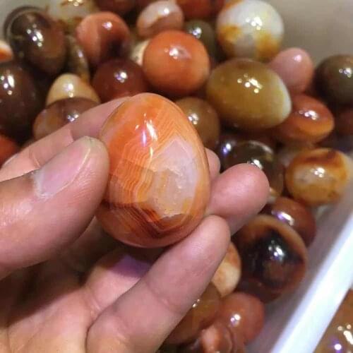 MOKAGY Natural Red Agate Crystal Quartz Stone Egg 40mm-50mm 1pc
