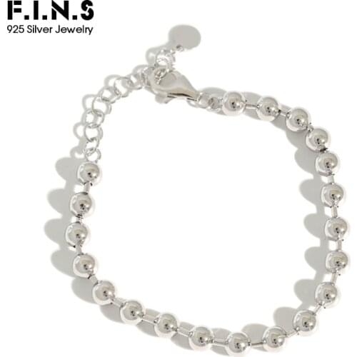 F.I.N.S S925 Sterling Silver Bracelet Geometric 2mm 3mm 4mm 5mm Round Beads Female Bracelet Silver 925 Jewelry Ornament