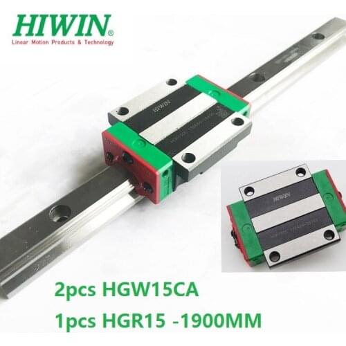 1pcs 100% original Hiwin linear rail guide HGR15 -L 1900mm + 2pcs HGW15CA HGW15CC linear flange Block carriage cnc router