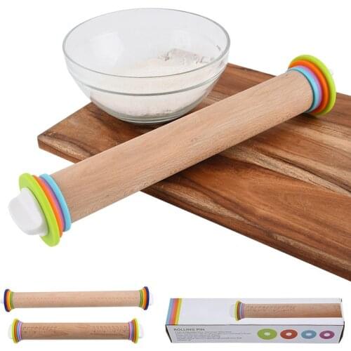 1Pcs Length Adjustable Rolling Pin Beech Wood Fondant Rolling Pin Cake Roller Dough Rolling Pin Bakeware Tools