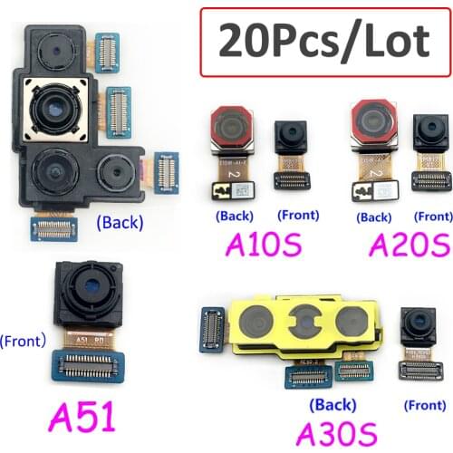 20Pcs/Lot，For Samsung A10S A20S A30S A51 Front Camera Flex With Back Rear Camera Module Flex Cable