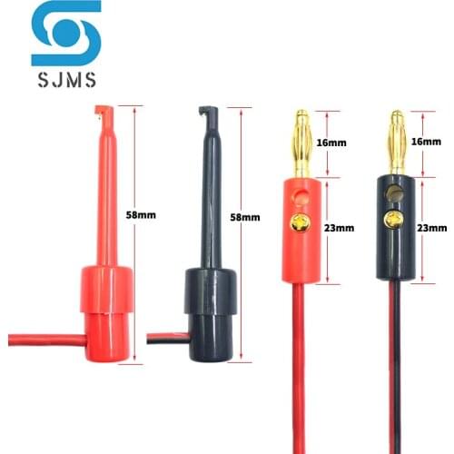 5 Pair Multimeter Tools 4mm Gold Plated Banana Plug to Test Hook Clip Lead Cable 1M (3.3Ft) Test Line Cable Equipment Connector