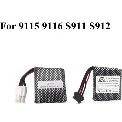9.6v 16500 Li-ion Battery for 9115 9116 S911 S912 RC Car Truck Parts 9.6V 800mah 9115 9116 Rechargeable battery for toys Car