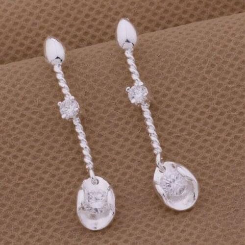 AE260 Hot sterling earrings , fashion jewelry , transparent stone /cehakvoa aojajfqa silver color