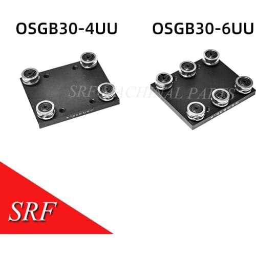 Aluminum roller linear guide rail slide block OSGR30 4 wheels 6whees Doulbe shaft-linear guide rail block