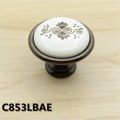 Free shipping black bronze rustico vintage furniture knob black Printing ceramic drawer cabinet knob pull antique brass knobs