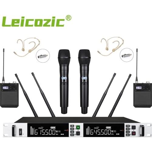 Leicozic Wireless Microphone Professional Microfono True Diversity UHF Mic Headset For Stage Performance 120M Strong Signal