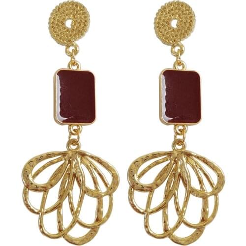 Bohemia Clip On Earrings No Pierced Ears Hole Statement Gold Color Hollow Out Flower Geometric Clip earrings For Women Lady