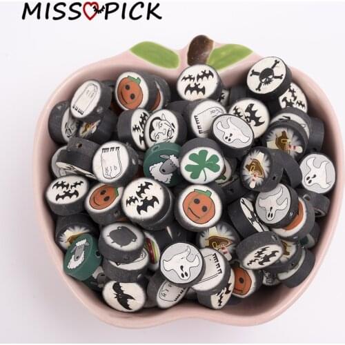 30/50/100Pcs 15mm Round Shape Cartoon Clay Polymer Beads for DIY Jewelry Making Fashion Bracelet Necklace Earring Accessories