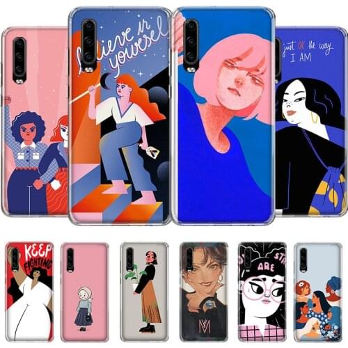 HAHAHA Funny girl cartoons Phone Case For Huawei P40 P30 P20 P10 Mate 30 20 10 Pro Lite P Smart Z 2019 Plus Art Cover Soft Coque