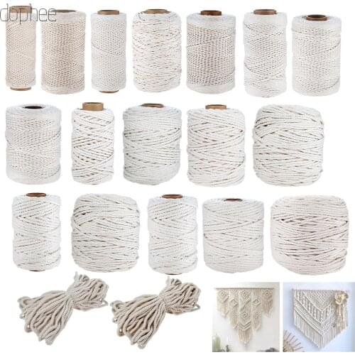Dophee 2-10mm Macrame Rope Twisted String Cotton Cord For Handmade Natural Beige Rope DIY Home Wedding Accessories Gift