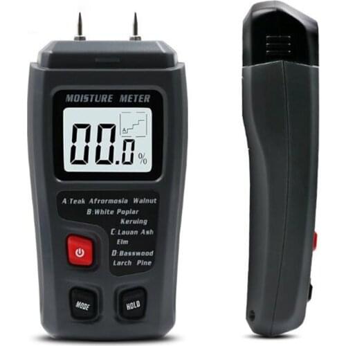 EMT01 Two Pins Digital Wood Moisture Tester Moisture Meter Wooden Floor Carton Moisture Measurement Moisture Meter LCD Display