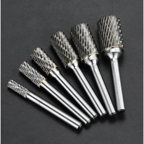 Double Cut Rotary File Boule Slot with Blade on The Top Carbide Alloy Cylindrical with end cut Milling Cutter Column Type 8-16mm