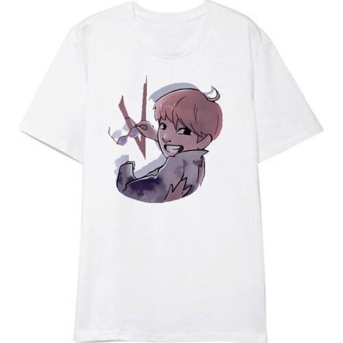 Kpop V Cartoon T-shirt bangtan boys Cotton Print white Tshirt short sleeve Loose clothes k-pop bnagtan boys T-shirt new arrivals