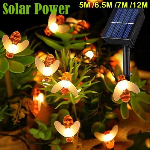 20LED/50LED Solar Power Bee LED String Light Waterproof Garden Christmas Holiday Party Path Yard Decor Lamp Outdoor