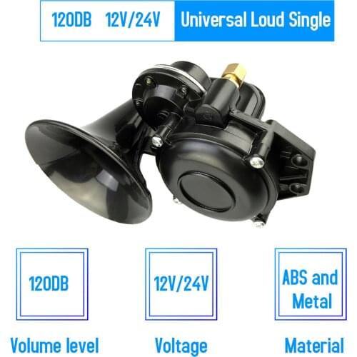 Universa 12V/24V 120DB Super Loud Single Trumpet Snail Electric Air Horn Siren Speaker for Car Truck Bus Van