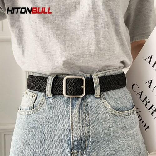 HITONBULL Canvas Belt for Women And Men Fashion Stretch Weave Belts Brand New Hight Quality Simple Casual Pants And Jeans Belt