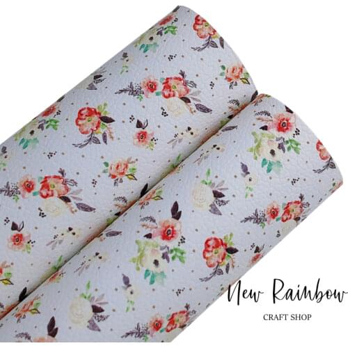 New Rainbow 30x22cm/A4 Red Feather Artisan Litchi Floral Faux leatherette for Bows, Earrings, DIY handmade Crafts,Decorations