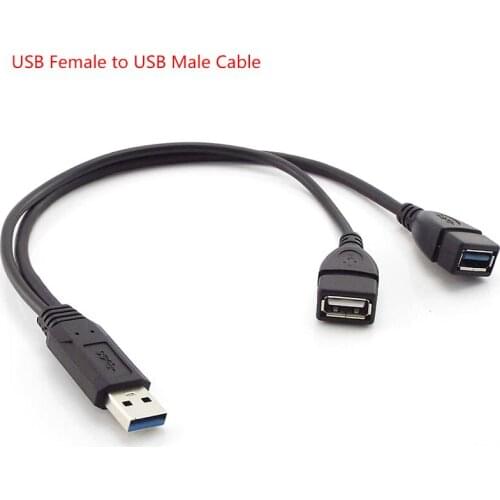USB 3.0 Female to Dual USB Male Extra Power Data Y Extension Cable Line Wire With Power Supply for 2.5-inch Mobile Hard Drives