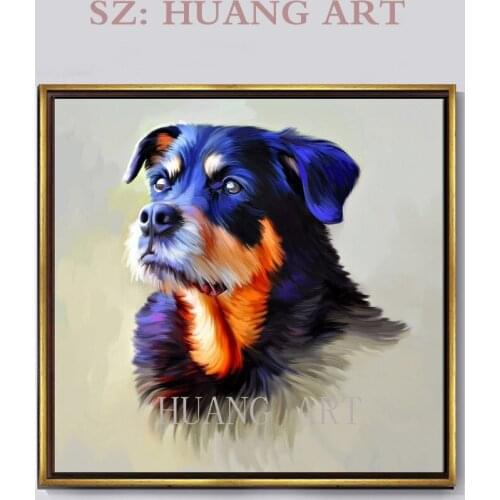 High quality gallery animal hand-painted dog oil painting cute pet dog sitting room dining-room hotel corridor sofa decorate