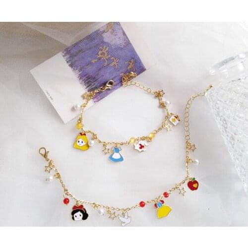 Korean Cute Cartoon Princess Pendant Bracelets Handmade Bangle Charm Jewelry GiftSweet Dream Girl Fairytale Loli Child Bracelet