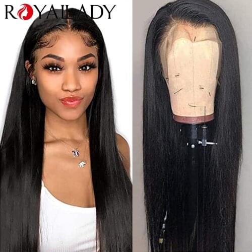 Royal Lady Straight Human Hair Lace Front Wigs Brazillian Virgin 13x4 Lace Frontal Wig for Black Women Remy Preplucked Hairline