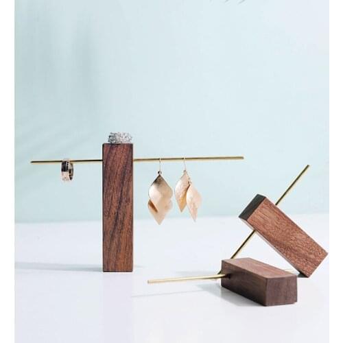 Metal Bar earring holders Wooden bracelet stand for jewelry necklace holder earing organizer jewellery display case Hanging