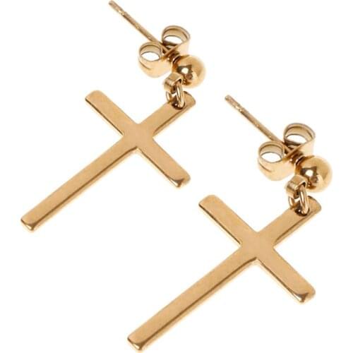 1pc Fashion Men Women Metal Hoop Cross Drop Dangle Ear Studs Earrings Party Punk Earring Jewelry long earrings