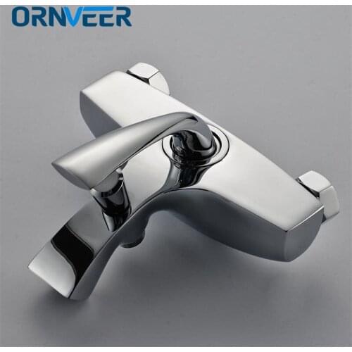 Shower Faucet Wall Mounted Single Handles Faucet Spout Filler +Diverter Chrome Bathtub Valve Faucet Mixer Tap