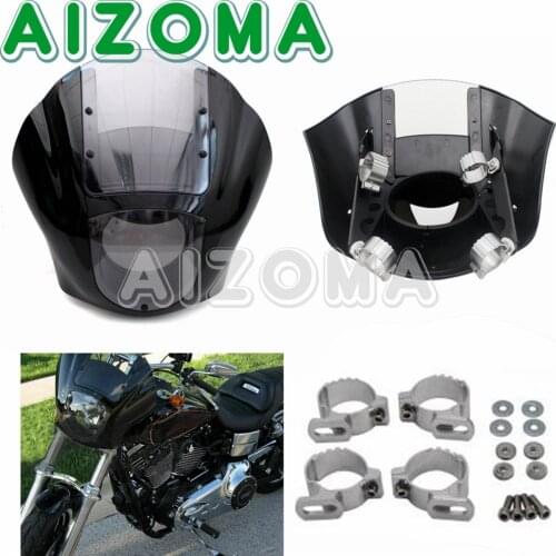 Retro Cafe Racer Windscreen Windshield Motorcycle Quarter Headlight Fairing w/Mount Bracket For Harley Dyna Sportster XL883 1200