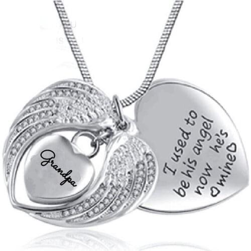 Angel Wing Heart Memorial Cremation Ashes Urn Pendant Necklace Keepsake Jewelry+Fill Kit+Gift Box