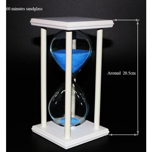 60 Minutes Sandglass 30 Mins Hourglass Half Hour Blue Timer White Frame Home Decoration