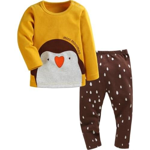 Toddler Baby Spring Set Kids Boy Girl Casual Cartoon Cotton Pajamas for 12M-6Y Children Boys Long Sleeve O-Neck Sleepwear Suit