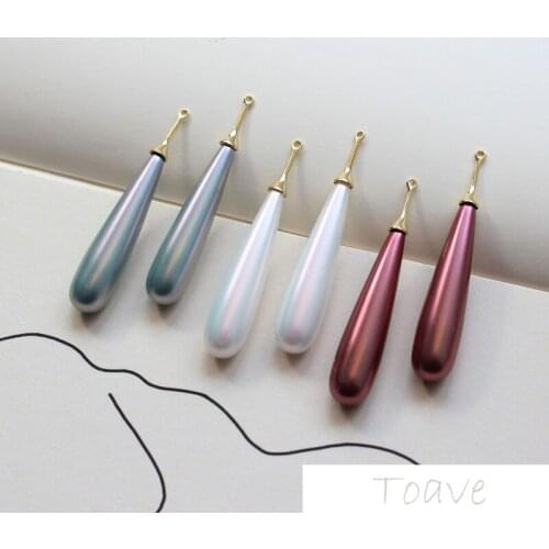 18k gold-plated cap with color retention, retro temperament, simple long drop pearl earrings, diy pendant accessories