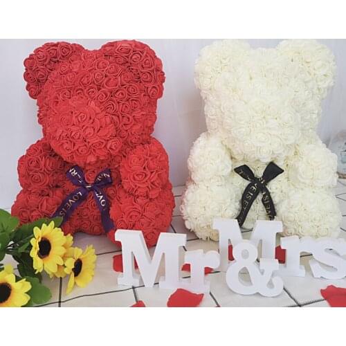 Dropshipping 35cm Red Rose Bear Artificial Soap Rose Teddy Bear Eternal Rose Christmas Valentine Birthday Girl Friend Gift