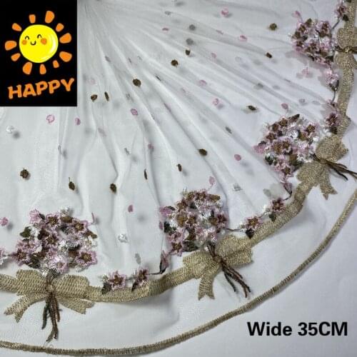 35CM Wide Luxury Colorful Lace Fabric Embroidery Trim Lace Neckline Fabric For Dress DIY Sewing Accessories