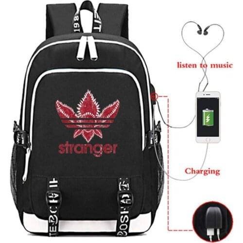 Stranger Thing Backpack For School Students USB Charging Casual Bag Boys&Girls Solid Large Capacity Mochila Teenagers School Bag
