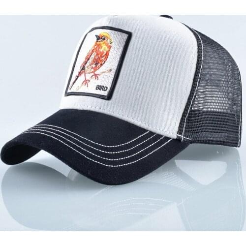 Mesh Baseball Cap Summer Snapback Hat Men Solid Color Cotton Hip Hop Trucker Caps Women Breathable Visor Cap With Bird Patch