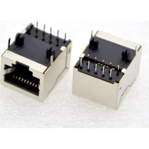 10pcs NEW RJ48 Network Connector 10P10C With Shielding Socket 10 Core Copper Shell female Jack PCB Special Purpose Free Shipping