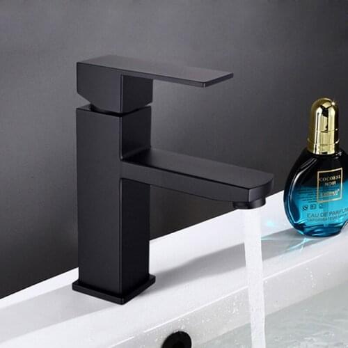 Bathroom Basin Faucets Sink Mixer Tap Stainless Steel Black Wash Basin Deck Mounted Single Handle Hot and Cold Faucet Torneira