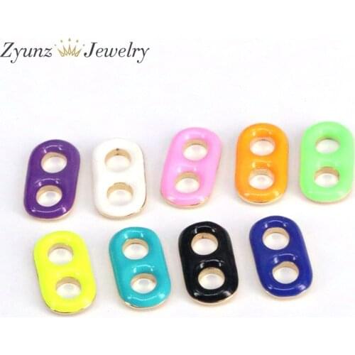 20PCS, Mixed Enamel Beads Double Loops Charms Connectors Diy for Bracelet Necklace Making Jewelry Findings Accessories