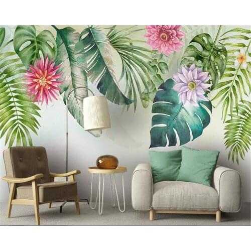 Beibehang Modern wallpaper simple small fresh green leaves watercolor floral wallpaper wallpaper bedroom background 3d wallpaper