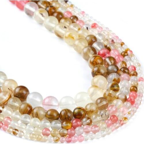 Watermelon Stone Bead Strand, Full 15" Strand Smooth Round Wholesale 4mm 6mm 8mm 10mm 12mm