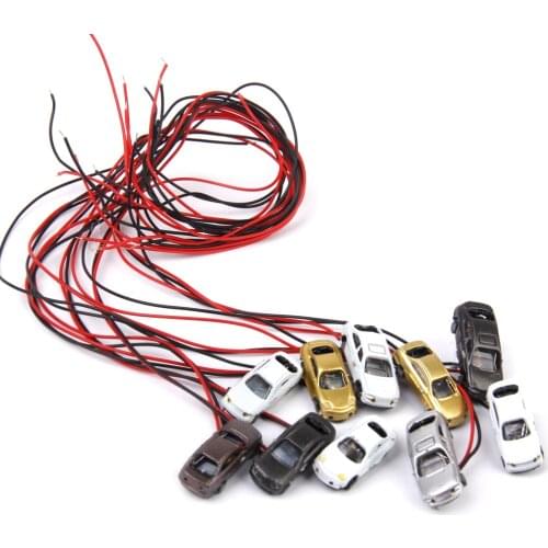 10x Plastic 12V Mini Light Up Model Cars Railroad Park LAYOUT 1/200 Scale