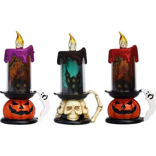 Ghost pumkin Candle LED Electronic Skeleton Candle Light Smoke-free Wedding Party Halloween Props Decoration Light Halloween