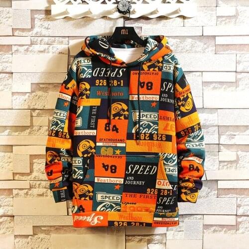 Hip Hop Men Hoodies Casual Long Sleeve Stylish Pattern Full Printing Hoodie For Young Men Oversized loose Hoodies